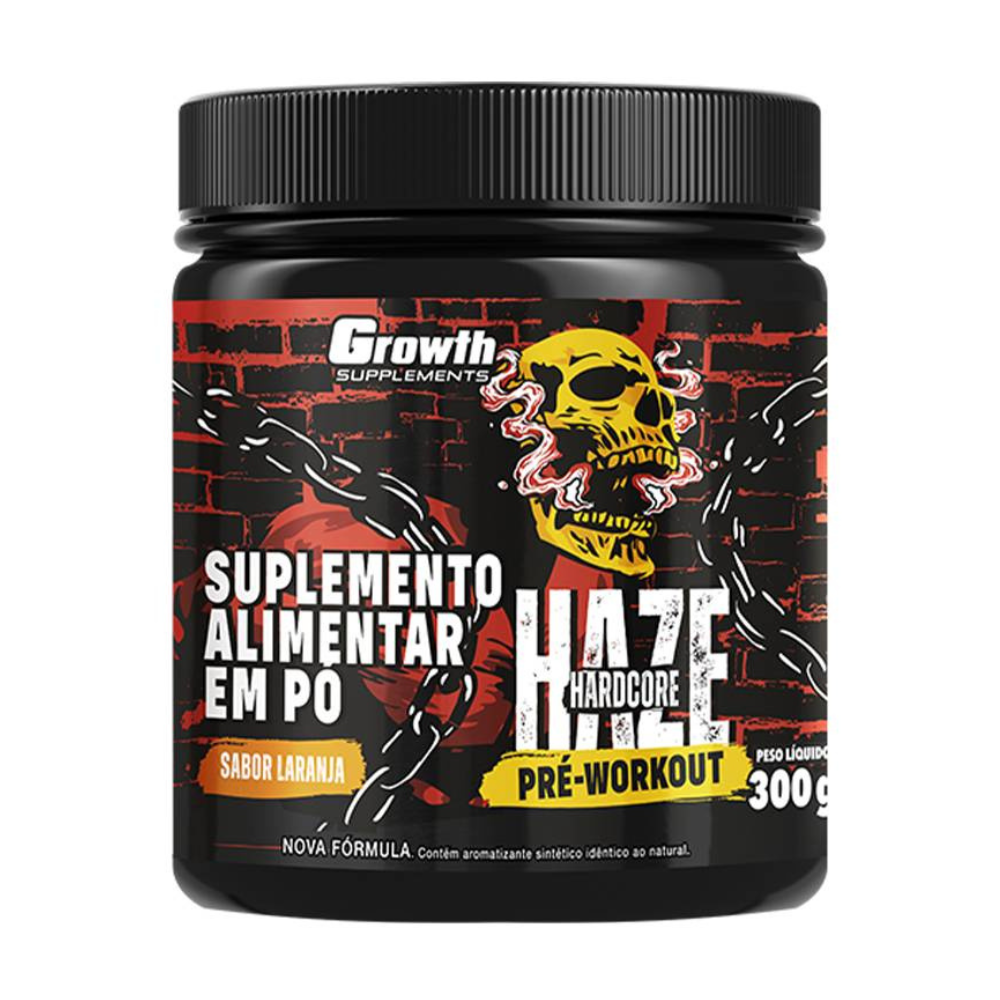 Growth Haze Pré Treino Suplemento Alimentar em Pó Sabor de Laranja - 300g