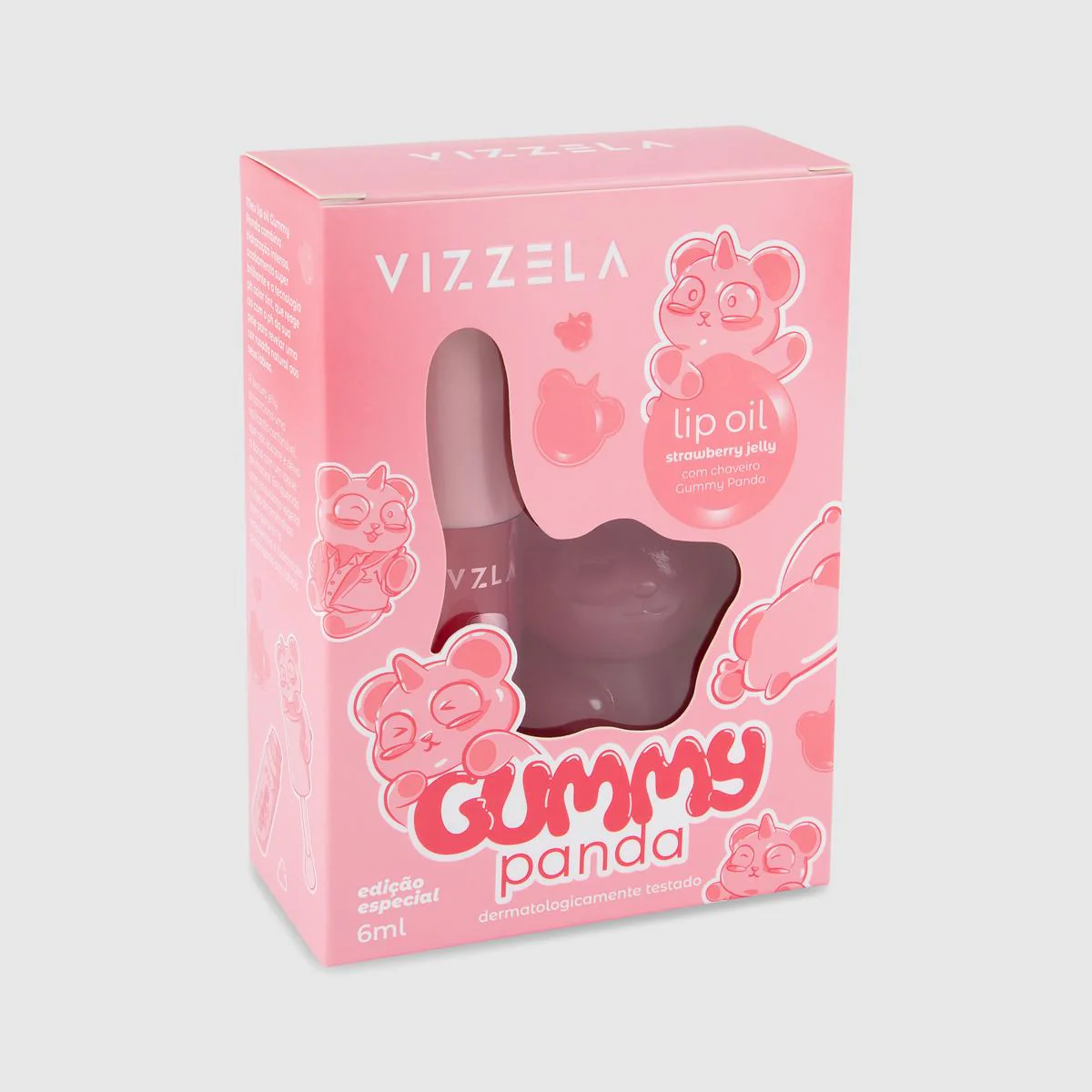 Vizzela Lip Oil Gummy Panda com Chaveiro - 6ml