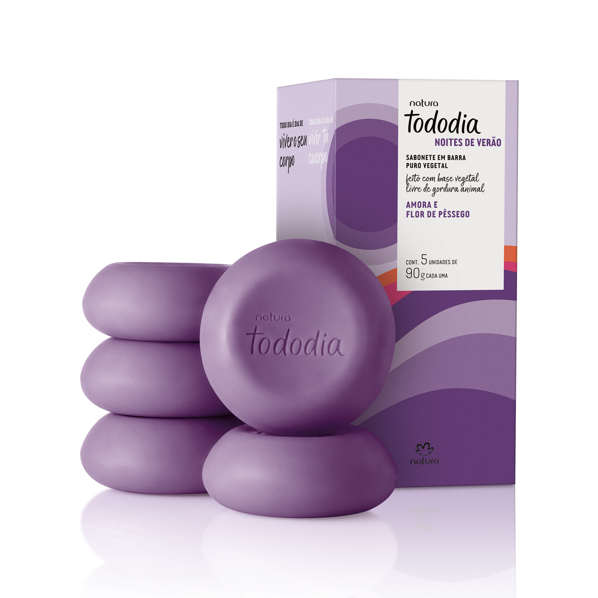 Natura Tododia Noites de Verão Sabonete em Barra Amora e Flor de Pêssego - 5 unidades