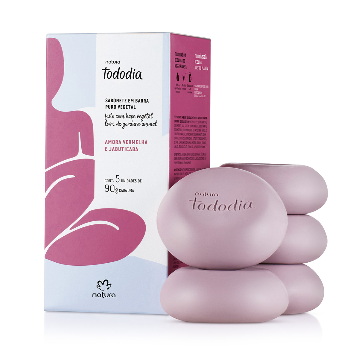 Natura Tododia Sabonete em Barra Amora Vermelha e Jabuticaba - 5 unidades