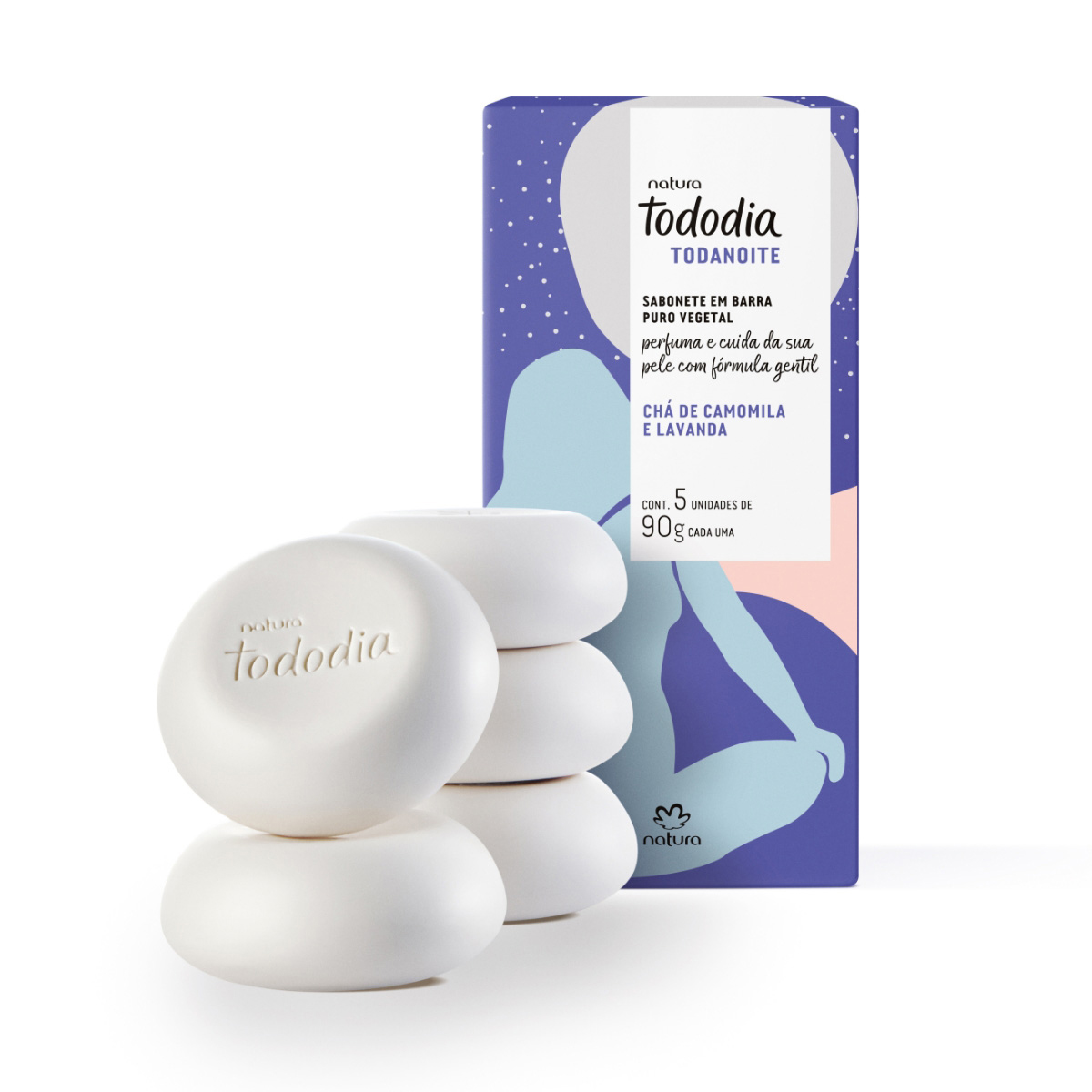 Natura Todanoite Sabonete em Barra Chá de Camomila e Lavanda - 5 unidades