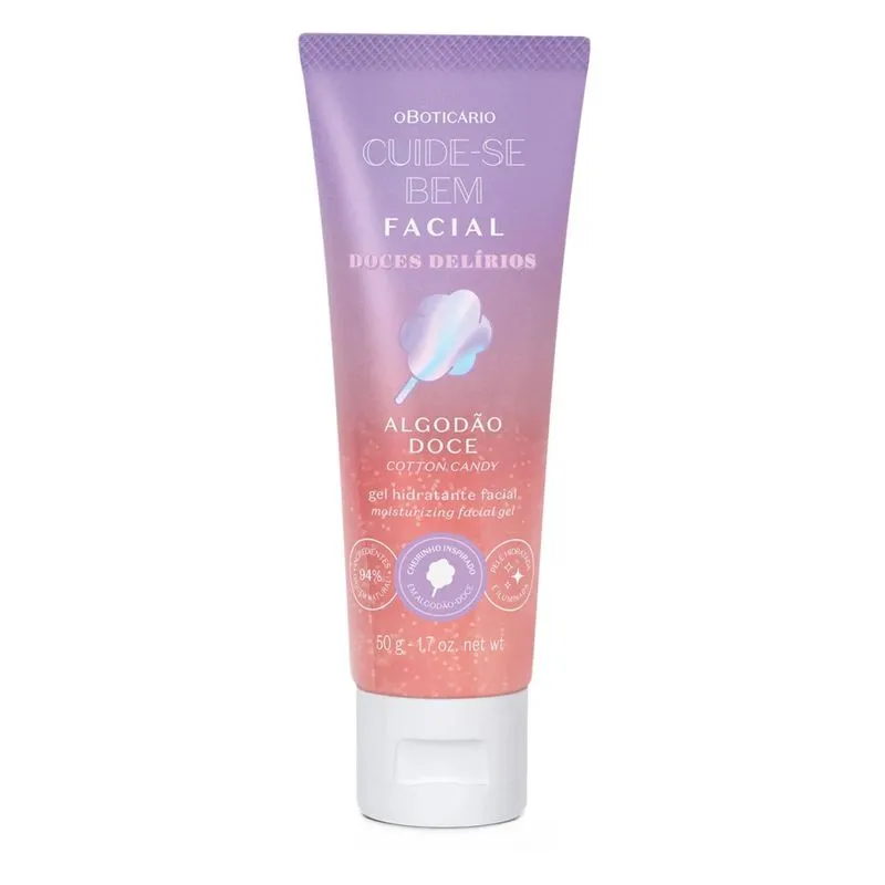 OBoticário Cuide-se Bem Gel Hidratante Facial Doces Delírios Algodão Doce - 50g