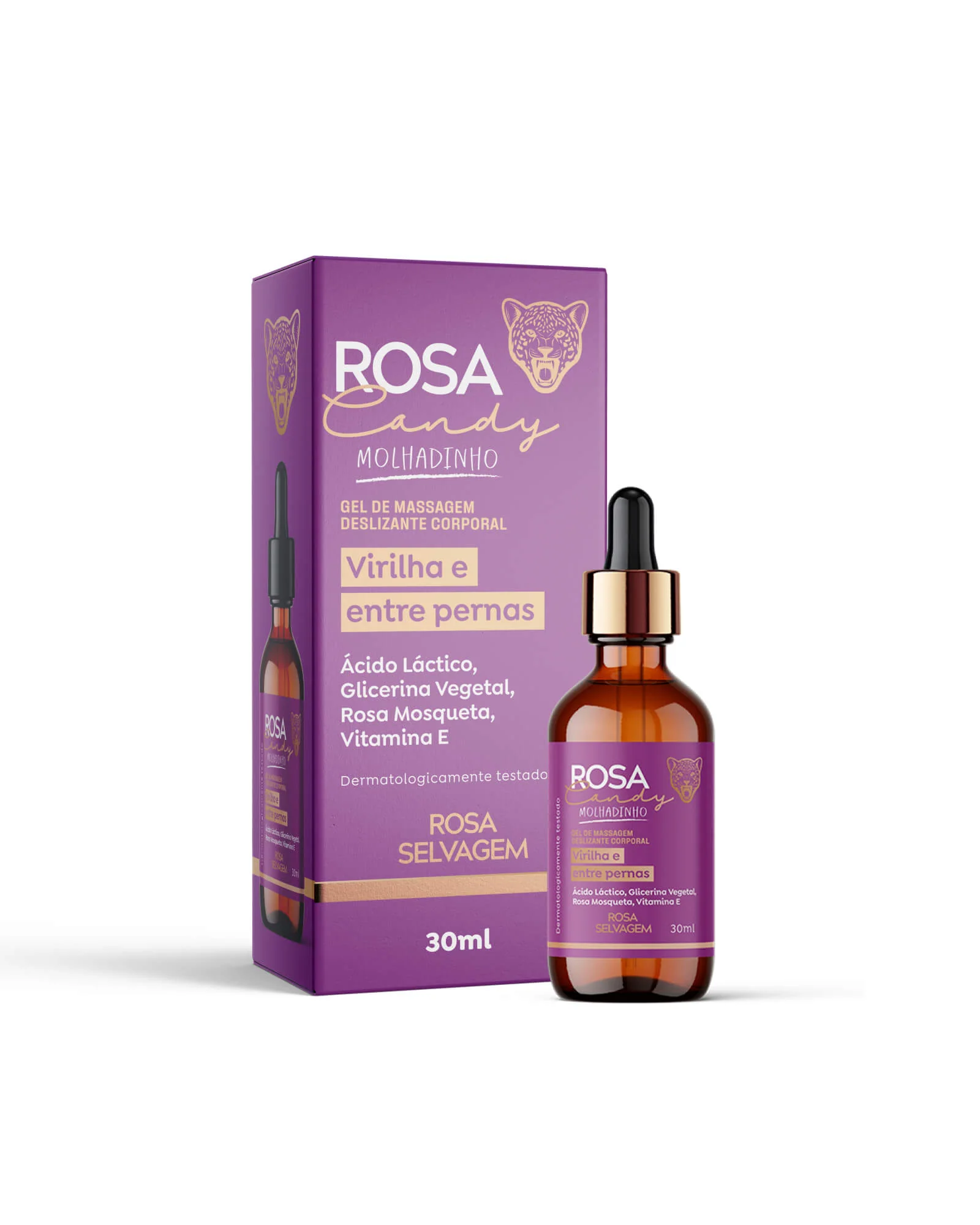 Rosa Selvagem Rosa Candy Molhadinho Gel de Massagem Deslizante Corporal - 30ml