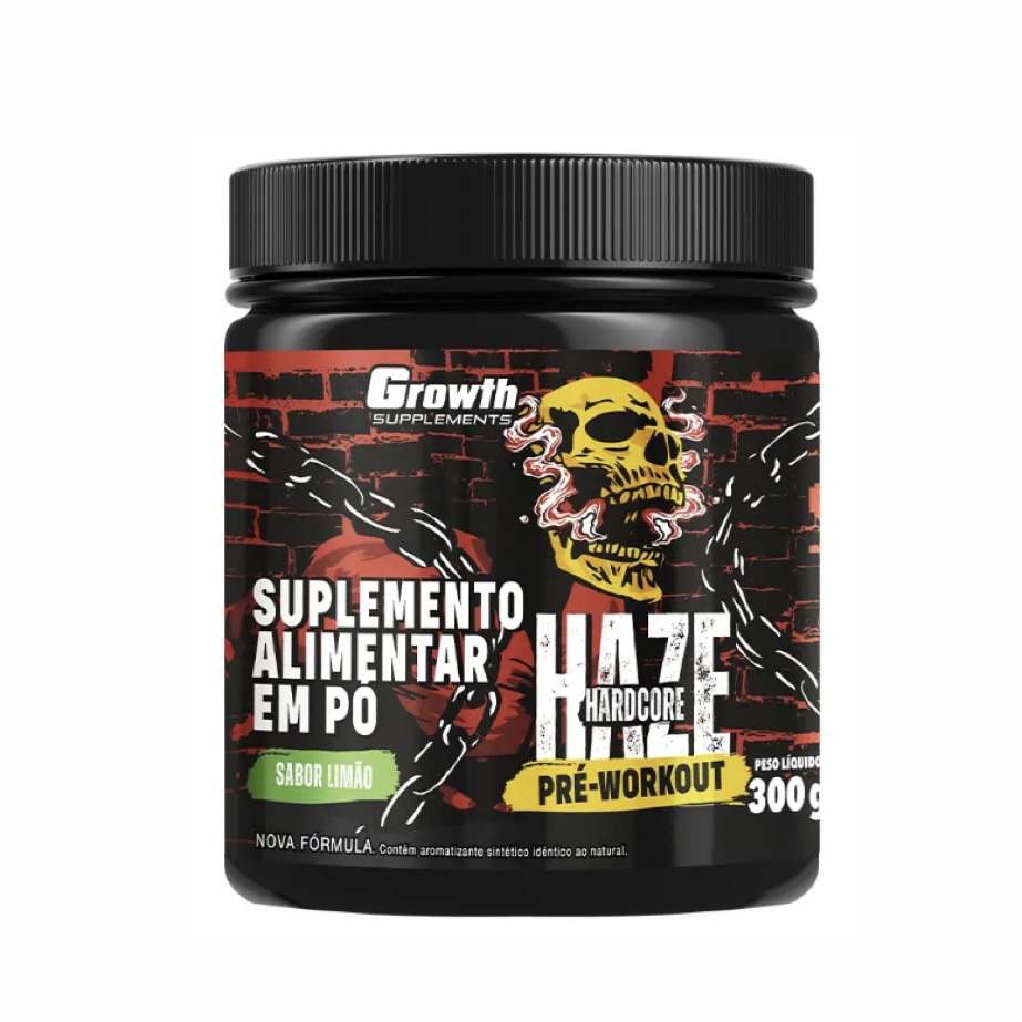 Growth Pré Treino Haze Suplemento Alimentar em Pó Sabor de Limão - 300g