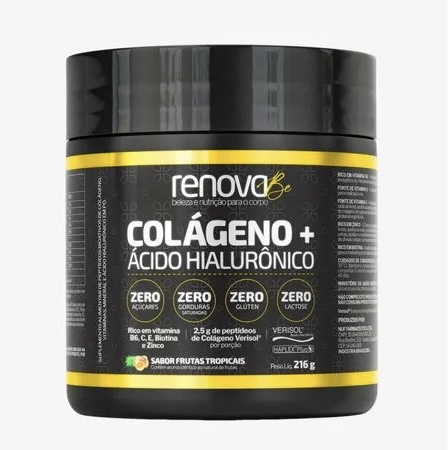 RenovaBe Colágeno + Ácido Hialurônico Sabor Frutas Tropicais - 216g